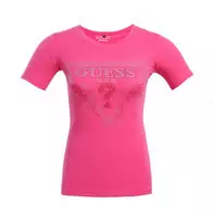 tee shirt mujer guess short sleeve genereux cotton 2013 france sm plump pink red